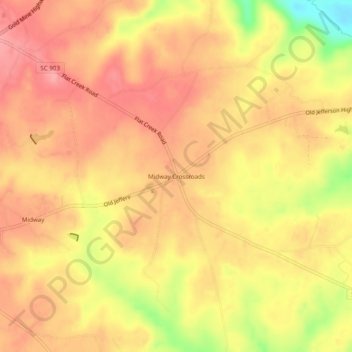 Mapa topográfico Midway Crossroads, altitude, relevo