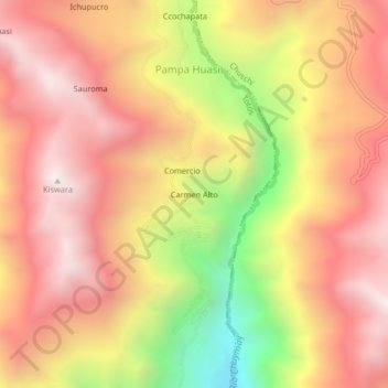 Mapa topográfico Carmen Alto, altitude, relevo