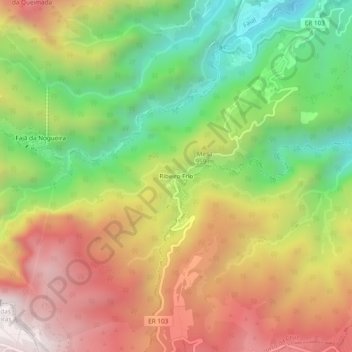 Mapa topográfico Ribeiro Frio, altitude, relevo