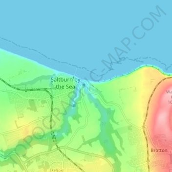Mapa topográfico Old Saltburn, altitude, relevo
