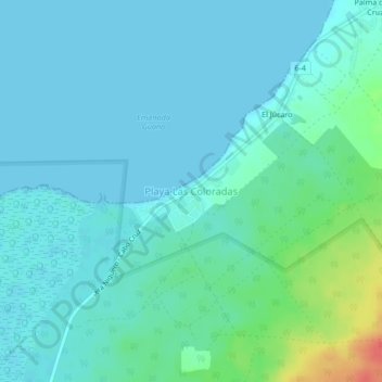Mapa topográfico Playa Las Coloradas, altitude, relevo