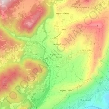 Mapa topográfico Regione Firè, altitude, relevo