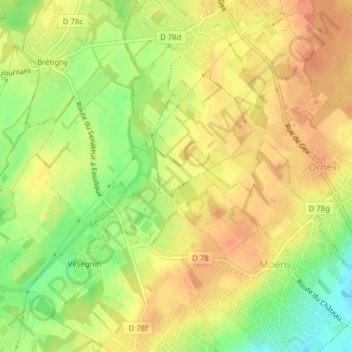 Mapa topográfico Les Tates, altitude, relevo