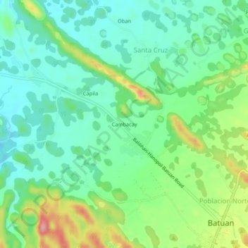 Mapa topográfico Cambacay, altitude, relevo