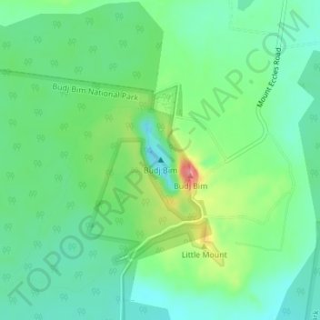 Mapa topográfico Budj Bim, altitude, relevo