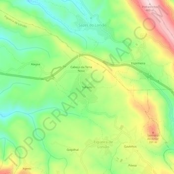 Mapa topográfico Telhado, altitude, relevo