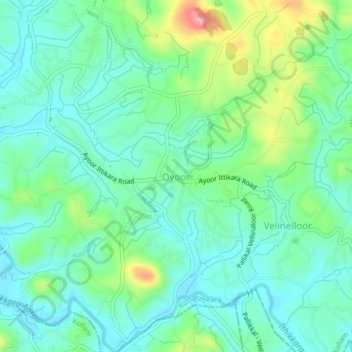 Mapa topográfico Oyoor, altitude, relevo