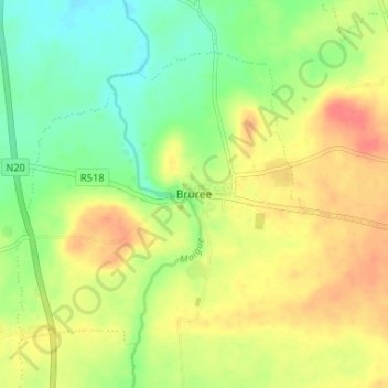 Mapa topográfico Bruree, altitude, relevo