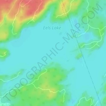 Mapa topográfico Eels Lake, altitude, relevo
