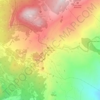 Mapa topográfico Pietransieri, altitude, relevo