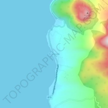 Mapa topográfico Bonbon, altitude, relevo