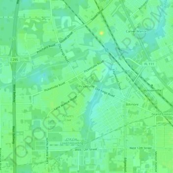 Mapa topográfico Pickettville, altitude, relevo