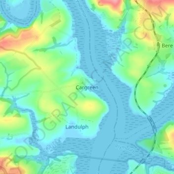 Mapa topográfico Cargreen, altitude, relevo