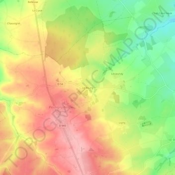 Mapa topográfico Le Bourg, altitude, relevo