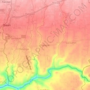 Mapa topográfico Dayapan, altitude, relevo