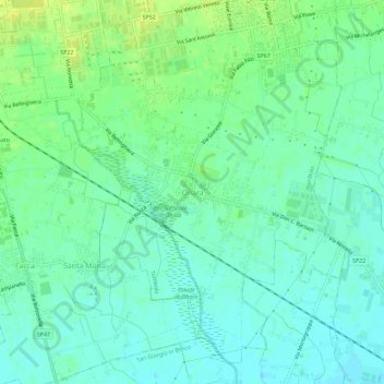 Mapa topográfico Onara, altitude, relevo