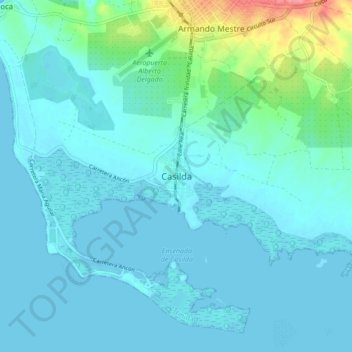 Mapa topográfico Casilda, altitude, relevo