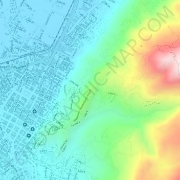 Mapa topográfico La Cuchilla, altitude, relevo
