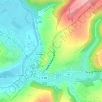 Mapa topográfico Porte à Metz, altitude, relevo