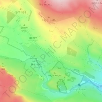 Mapa topográfico Forest-in-Teesdale, altitude, relevo