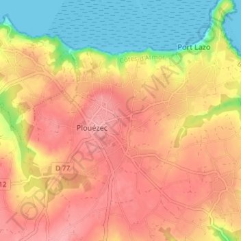 Mapa topográfico Goaz Joulin, altitude, relevo