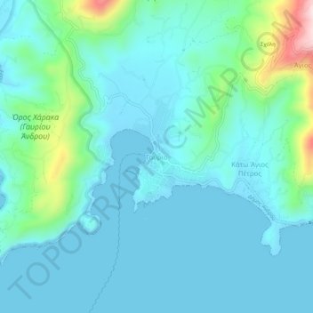 Mapa topográfico Gavrio, altitude, relevo