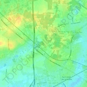 Mapa topográfico Montsouris, altitude, relevo