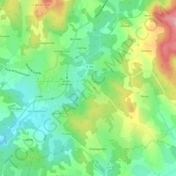 Mapa topográfico Salette, altitude, relevo