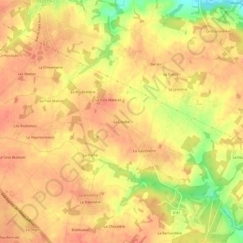 Mapa topográfico La Coulée, altitude, relevo