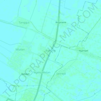 Mapa topográfico Bakung, altitude, relevo