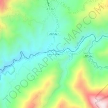 Mapa topográfico San Rafael, altitude, relevo