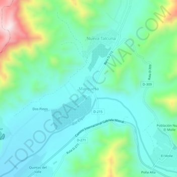 Mapa topográfico Marquesa, altitude, relevo