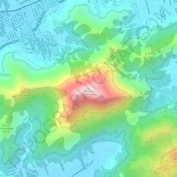 Mapa topográfico Morro do Lameirão, altitude, relevo