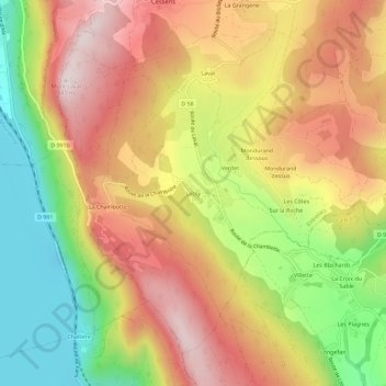 Mapa topográfico Lassy, altitude, relevo