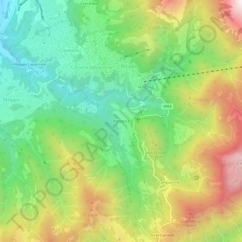 Mapa topográfico Mezzacca, altitude, relevo