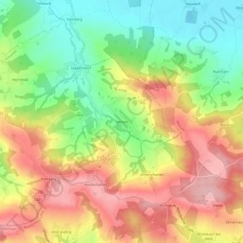 Mapa topográfico Rexham, altitude, relevo