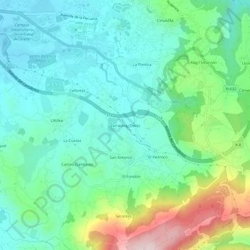 Mapa topográfico Zarracina (Deva), altitude, relevo
