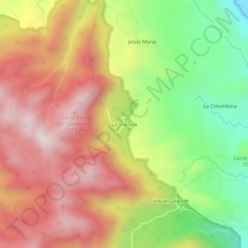 Mapa topográfico La Trampa, altitude, relevo