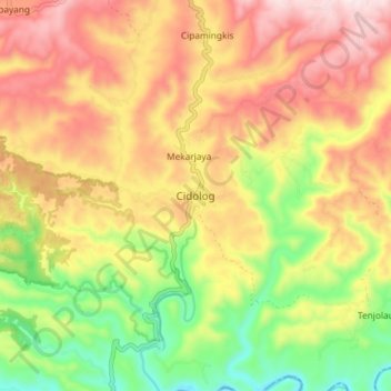 Mapa topográfico Cidolog, altitude, relevo