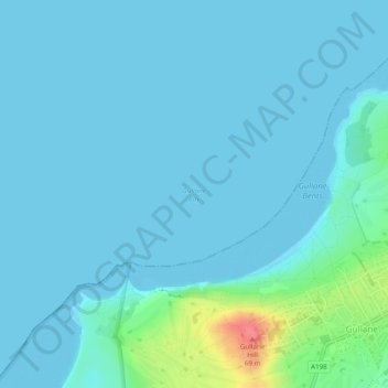 Mapa topográfico Gullane Bay, altitude, relevo