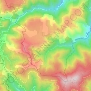Mapa topográfico Les Balmelles, altitude, relevo