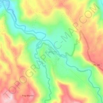 Mapa topográfico Cubantia, altitude, relevo