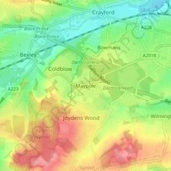 Mapa topográfico Maypole, altitude, relevo