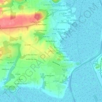 Mapa topográfico Le Tertre, altitude, relevo