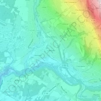 Mapa topográfico La Bergue, altitude, relevo