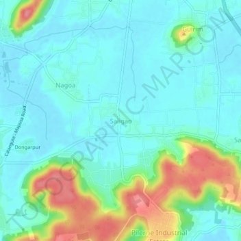 Mapa topográfico Saligao, altitude, relevo
