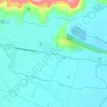 Mapa topográfico Gatiawin, altitude, relevo