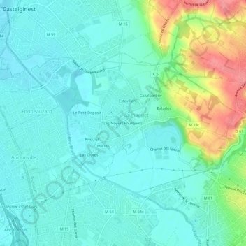 Mapa topográfico Les Noyers Fourquets, altitude, relevo