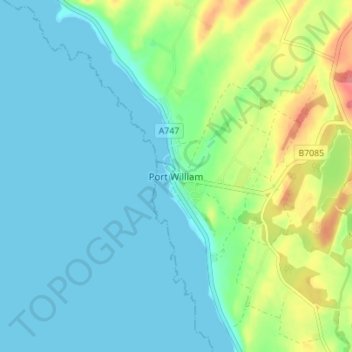 Mapa topográfico Port William, altitude, relevo