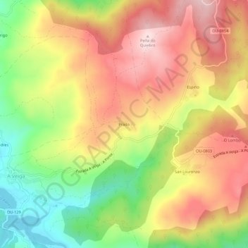 Mapa topográfico Prado, altitude, relevo